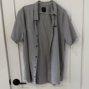 RVCA Light Gray Short Sleeve Button-Down Shirt